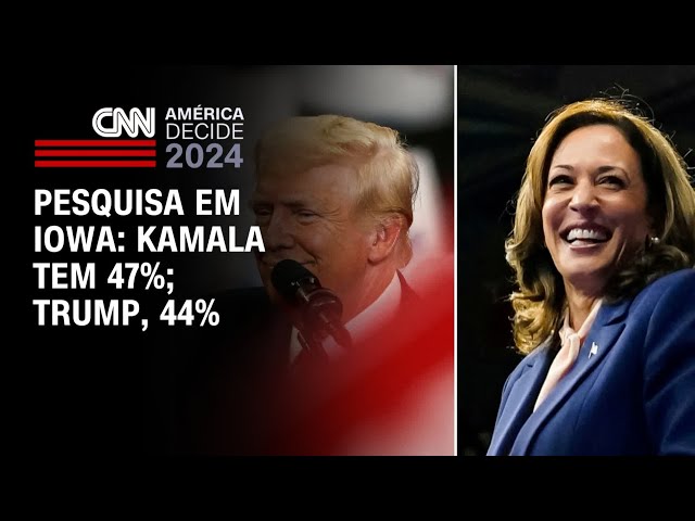 Pesquisa em Iowa: Kamala tem 47%; Trump, 44% | AGORA CNN