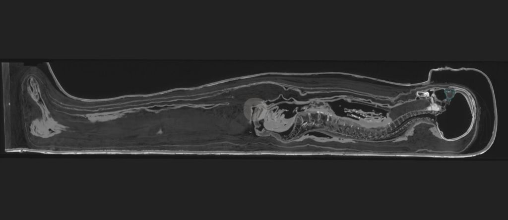 As digitalizações 3D permitem que os pesquisadores tenham uma visão única do interior do sarcófago de Lady Chenet-aa